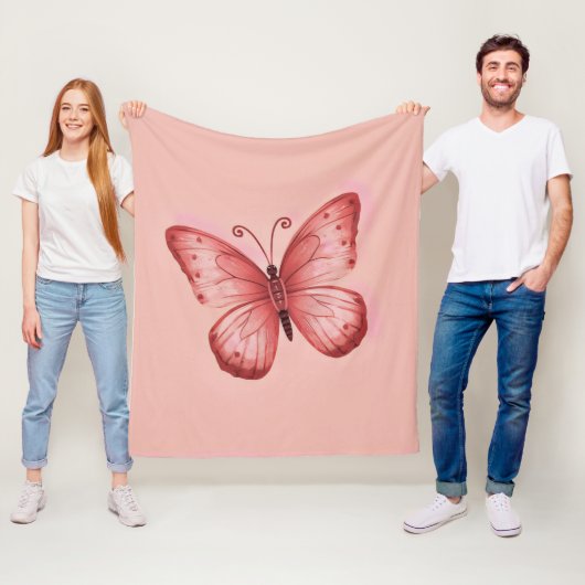 Couverture Polaire Papillon Rose Fantaisiste (En situation)
