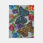 Couverture Polaire Papillon rose fleurs dessin naturel original (Devant)