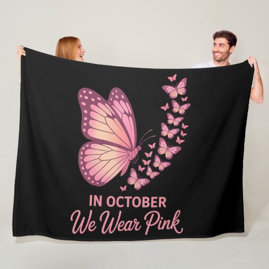Couverture Polaire papillon rose poitrine octobre (En situation)