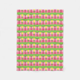 Couverture Polaire Papillon rose sur vert