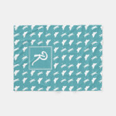 Couverture Polaire Papillon sarcelle et motif monogramme libellule (Devant (Horizontal))
