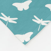 Couverture Polaire Papillon sarcelle et motif monogramme libellule (Coin)