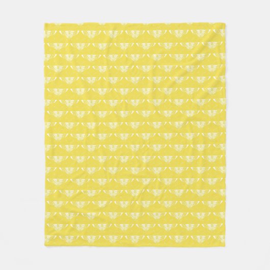 Couverture Polaire Papillon stylisé d'art déco - jaune et blanc (Devant)