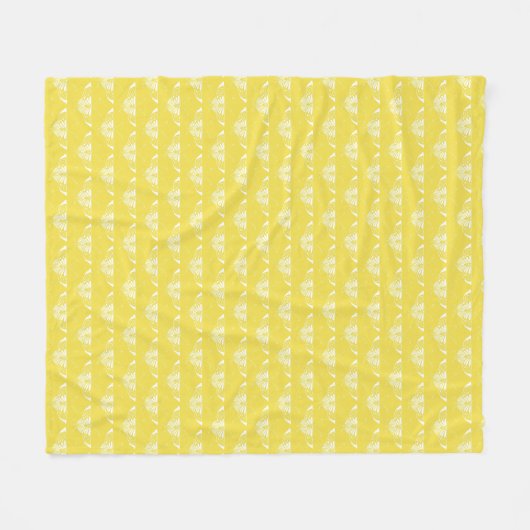 Couverture Polaire Papillon stylisé d'art déco - jaune et blanc (Devant (Horizontal))