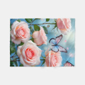 Couverture Polaire Papillon Sur Fleur Rose (Devant (Horizontal))