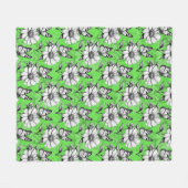 Couverture Polaire Papillon sur Motif de fleurs Design vert (Devant (Horizontal))