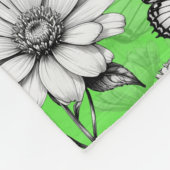 Couverture Polaire Papillon sur Motif de fleurs Design vert (Coin)