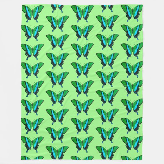 Couverture Polaire Papillon Swallowtail en vert, turquoise et noir (Devant)