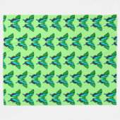 Couverture Polaire Papillon Swallowtail en vert, turquoise et noir (Devant (Horizontal))