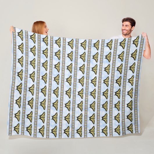 Couverture Polaire Papillon Swallowtail Jaune Sud-Ouest Grand Format (En situation)