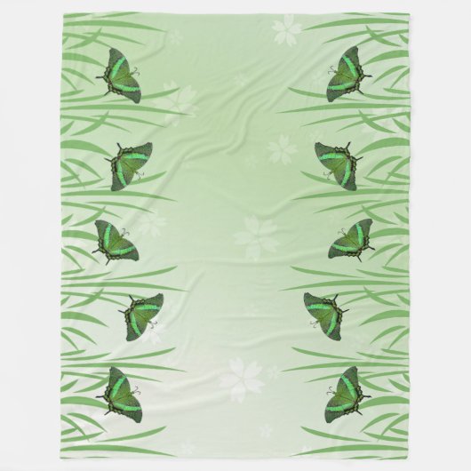 Couverture Polaire Papillon vert sur vert clair - romantique (Devant)