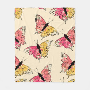 Couverture Polaire papillons à encre volant sans couture motif en iv