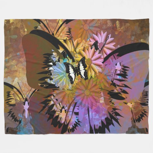 Couverture Polaire Papillons Abstraits (Devant (Horizontal))