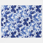 Couverture Polaire Papillons Aquarelle Bleu (Devant (Horizontal))