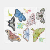 Couverture Polaire Papillons aquarelle en vol (Devant (Horizontal))