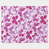 Couverture Polaire Papillons Aquarelle Magenta Rose (Devant (Horizontal))