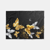 Couverture Polaire Papillons blancs et dorés (Devant (Horizontal))