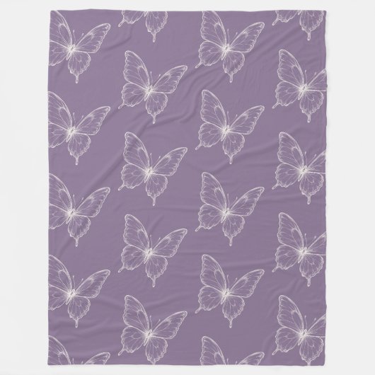 Couverture Polaire Papillons blancs violets   (Devant)