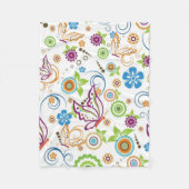 Couverture Polaire Papillons Colorés Et Fleurs Motif (Devant)