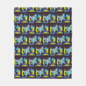 Couverture Polaire Papillons cubes et fleurs Blanche en polaire (Devant)