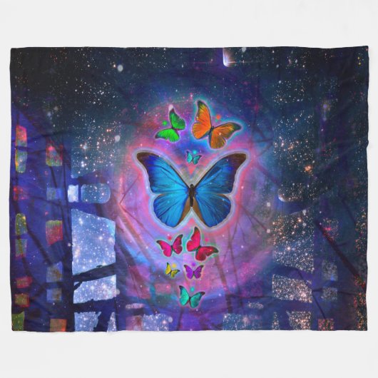 Couverture Polaire Papillons dans l'espace (Devant (Horizontal))
