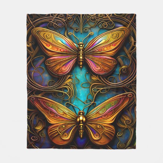 Couverture Polaire Papillons de bronze sur Aqua Blue (Devant)