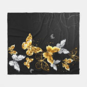 Couverture Polaire Papillons d'or et de blanc (Devant (Horizontal))