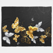 Couverture Polaire Papillons d'or et de blanc (Devant (Horizontal))