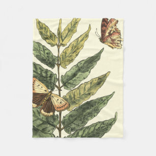 Couverture Polaire Papillons et feuille avec le cadre noir