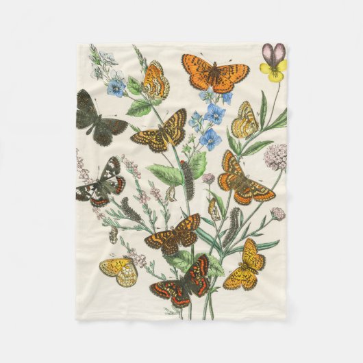 Couverture Polaire Papillons et fleurs Illustration Vintage 1 (Devant)