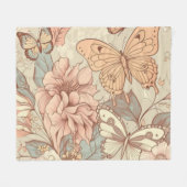 Couverture Polaire Papillons et fleurs orange clair eWatch (Devant (Horizontal))