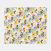 Couverture Polaire Papillons et marguerites dans une prairie (Devant (Horizontal))