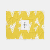 Couverture Polaire Papillons Gras Blanc Sur Jaune Lumineux (Devant (Horizontal))