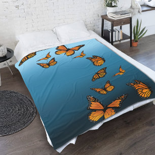 Couverture Polaire Papillons Monarch Ombre Bleu