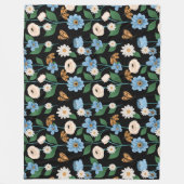 Couverture Polaire Papillons Monarque et fleurs bleues et blanches (Devant)