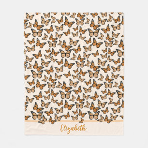 Couverture Polaire Papillons Monarque Orange Nom personnalisé