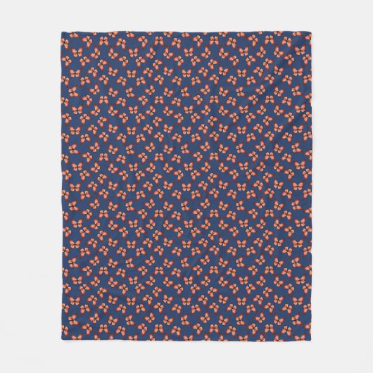 Couverture Polaire Papillons Motif orange rose noir (Devant)