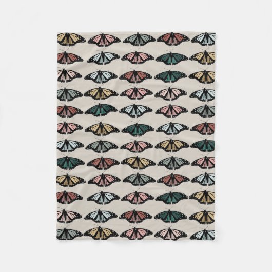 Couverture Polaire Papillons neutres modernes Motif de jardin (Devant)