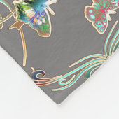 Couverture Polaire Papillons ornements gris (Coin)