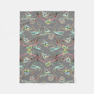 Couverture Polaire Papillons ornements gris