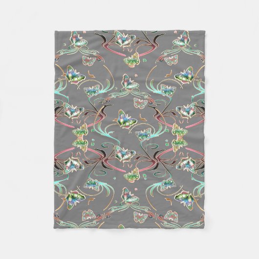 Couverture Polaire Papillons ornements gris (Devant)