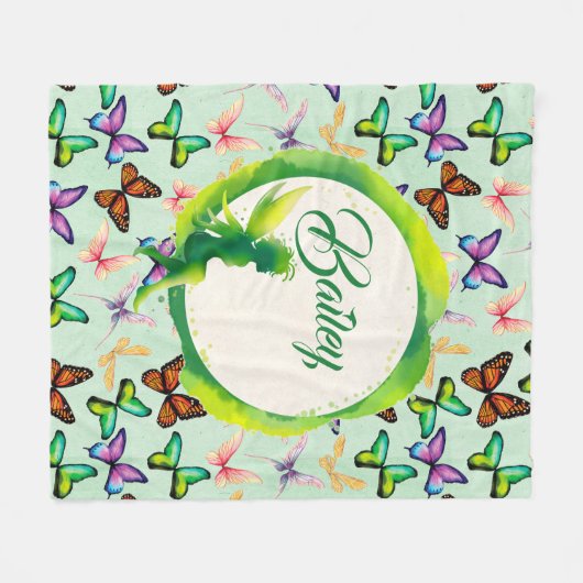 Couverture Polaire Papillons personnalisés (Devant (Horizontal))