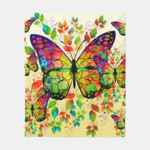 COUVERTURE POLAIRE PAPILLONS PRINTANIERS NATURE COLORÉE