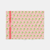 Couverture Polaire Papillons rose et vert Whimsical Personnalisé (Devant (Horizontal))