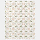 Couverture Polaire Papillons Rose Fardé Vert Menthe  (Devant)