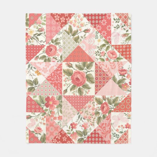Couverture Polaire Papillons rose Patchwork sans couture (Devant)