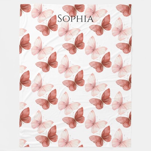 Couverture Polaire Papillons roses rouges   (Devant)
