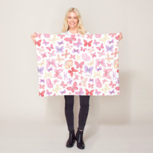 Couverture Polaire Papillons roses violets jaunes Bébé
