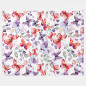 Couverture Polaire Papillons rouges violets (Devant (Horizontal))