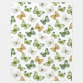 Couverture Polaire Papillons verts bronzés blancs (Devant)